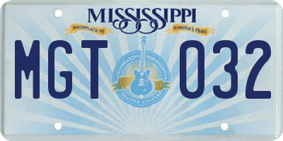 MS license plate MGT032