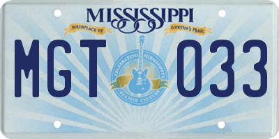 MS license plate MGT033