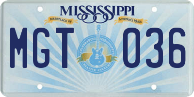 MS license plate MGT036