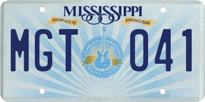 MS license plate MGT041