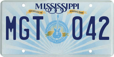 MS license plate MGT042