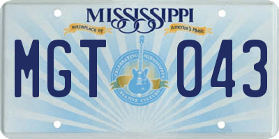 MS license plate MGT043