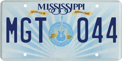 MS license plate MGT044