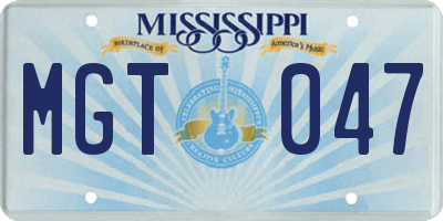 MS license plate MGT047