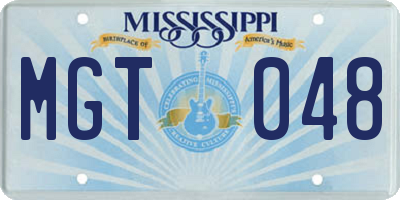 MS license plate MGT048