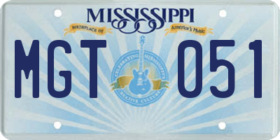 MS license plate MGT051