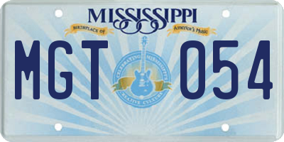 MS license plate MGT054