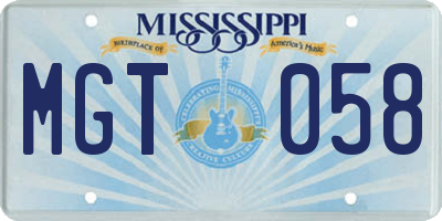 MS license plate MGT058