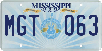 MS license plate MGT063