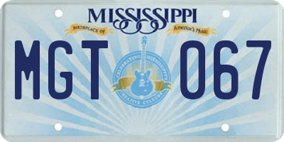 MS license plate MGT067