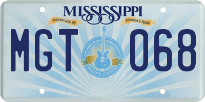 MS license plate MGT068