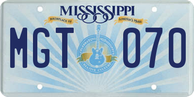 MS license plate MGT070
