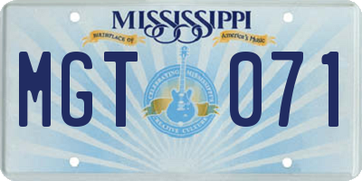 MS license plate MGT071