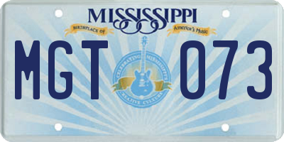 MS license plate MGT073