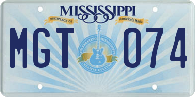MS license plate MGT074