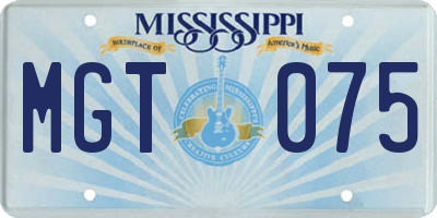 MS license plate MGT075