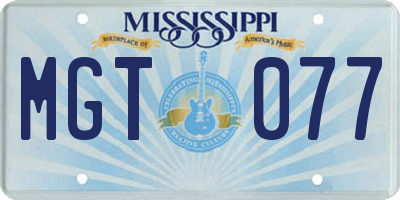 MS license plate MGT077