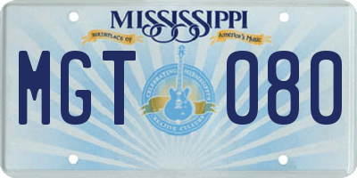 MS license plate MGT080