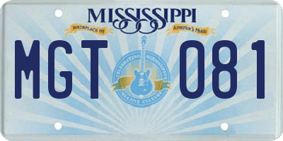 MS license plate MGT081