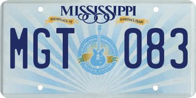 MS license plate MGT083