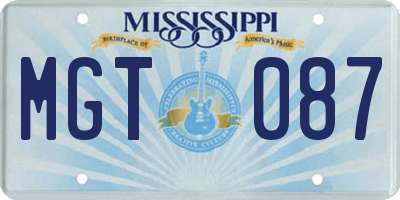 MS license plate MGT087