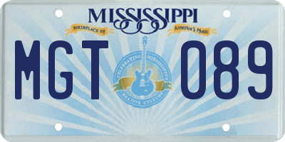 MS license plate MGT089