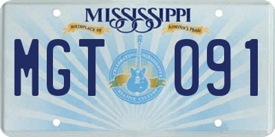MS license plate MGT091