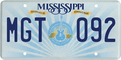 MS license plate MGT092