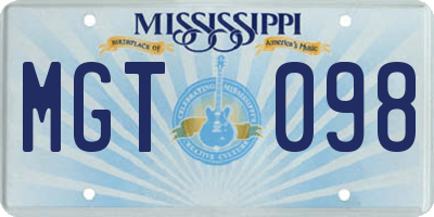 MS license plate MGT098