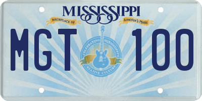 MS license plate MGT100