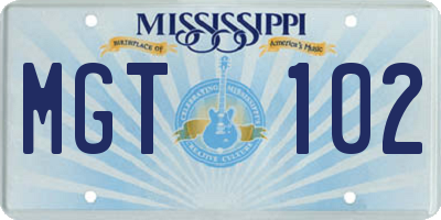 MS license plate MGT102
