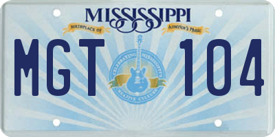 MS license plate MGT104