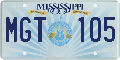 MS license plate MGT105