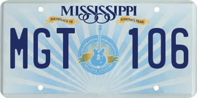 MS license plate MGT106