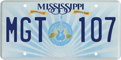 MS license plate MGT107