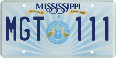 MS license plate MGT111