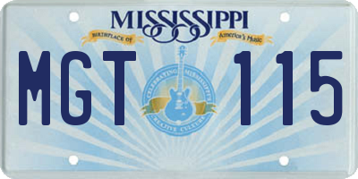 MS license plate MGT115