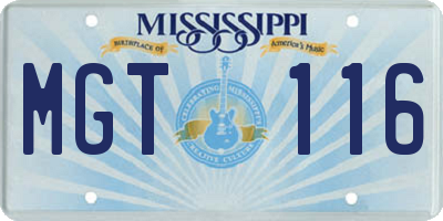MS license plate MGT116