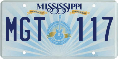 MS license plate MGT117