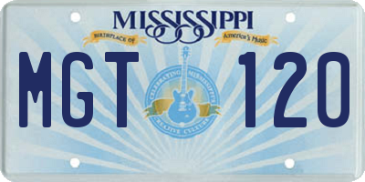 MS license plate MGT120