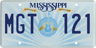 MS license plate MGT121