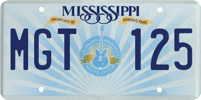MS license plate MGT125