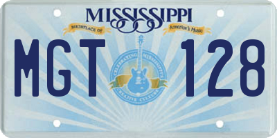 MS license plate MGT128