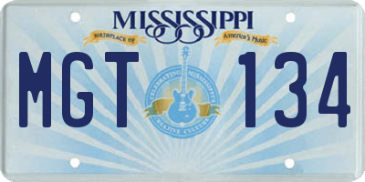 MS license plate MGT134