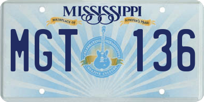 MS license plate MGT136
