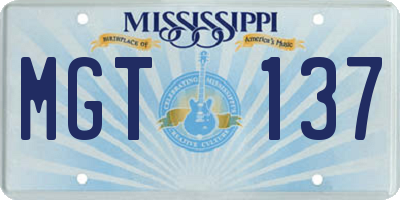 MS license plate MGT137