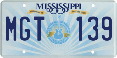 MS license plate MGT139