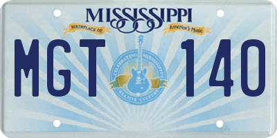 MS license plate MGT140