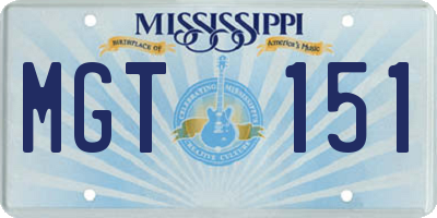 MS license plate MGT151