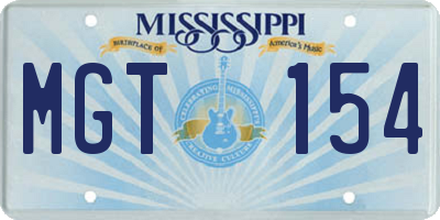 MS license plate MGT154